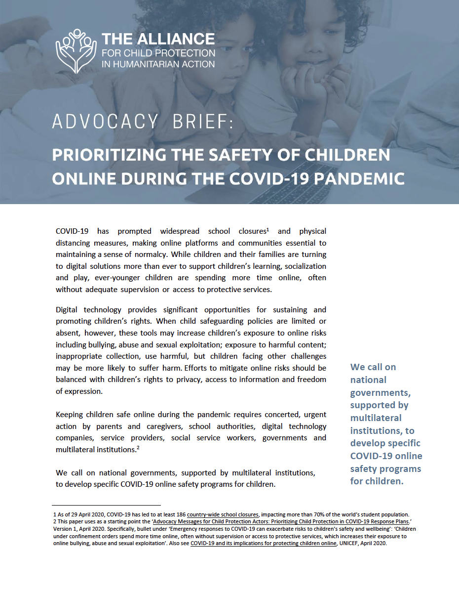 Advocacy Brief Prioritizing the Safety of Children Online During the