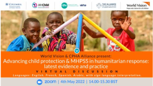 Webinar flyer: ADVANCING CHILDREN’S MENTAL HEALTH AND PROTECTION IN HUMANITARIAN RESPONSE